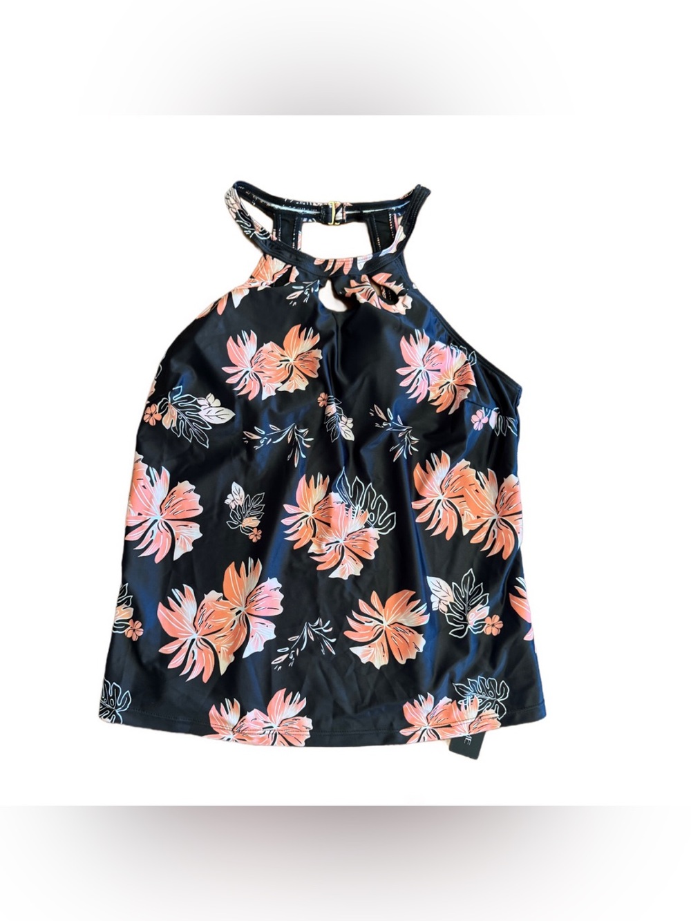 NWT Tempt Me Size XL Womens Multicolor Black Floral Wireless Swim Tankini Top